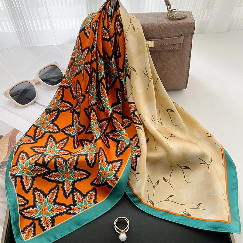 Flower Silk Square Scarf
