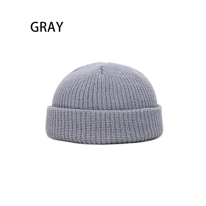Winter Women Men Solid Color Warm Knitted Brimless Hat Male Beanies Autumn Hip Hop Skullcap Street Men Beanie Unisex Melon Cap
