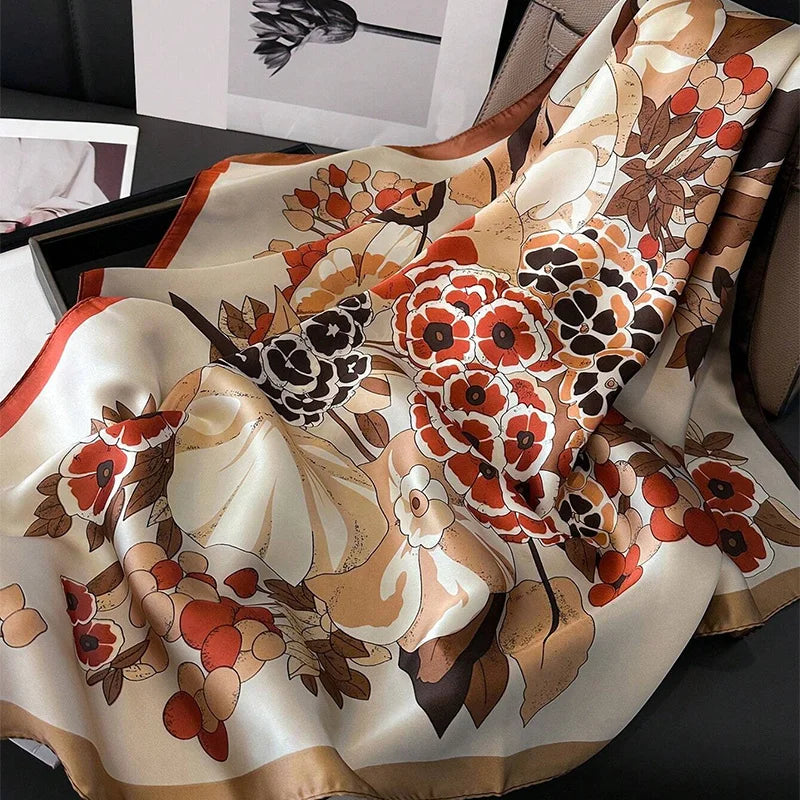 Flower Silk Square Scarf