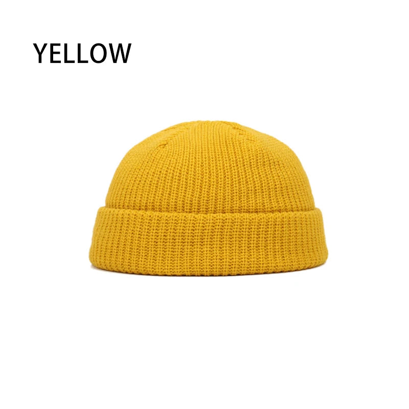 Winter Women Men Solid Color Warm Knitted Brimless Hat Male Beanies Autumn Hip Hop Skullcap Street Men Beanie Unisex Melon Cap