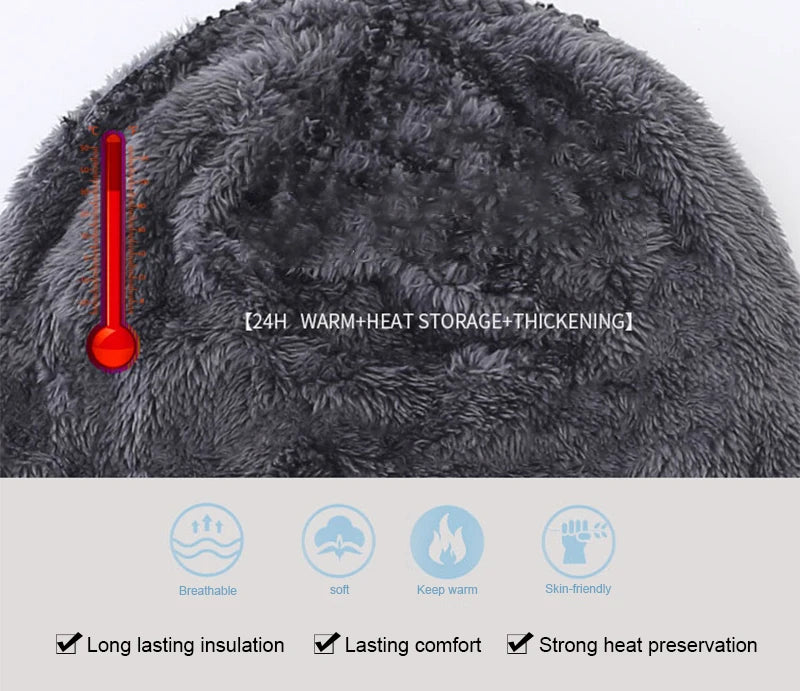 Mens Beanie Hat 2pcs Ski Cap And Scarf Winter Warm Woolly Hats Knit Ribbed Hiking Outdoor Plus Velvet Thicken Hedging Caps