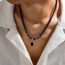 Black Stone Pendant Necklace