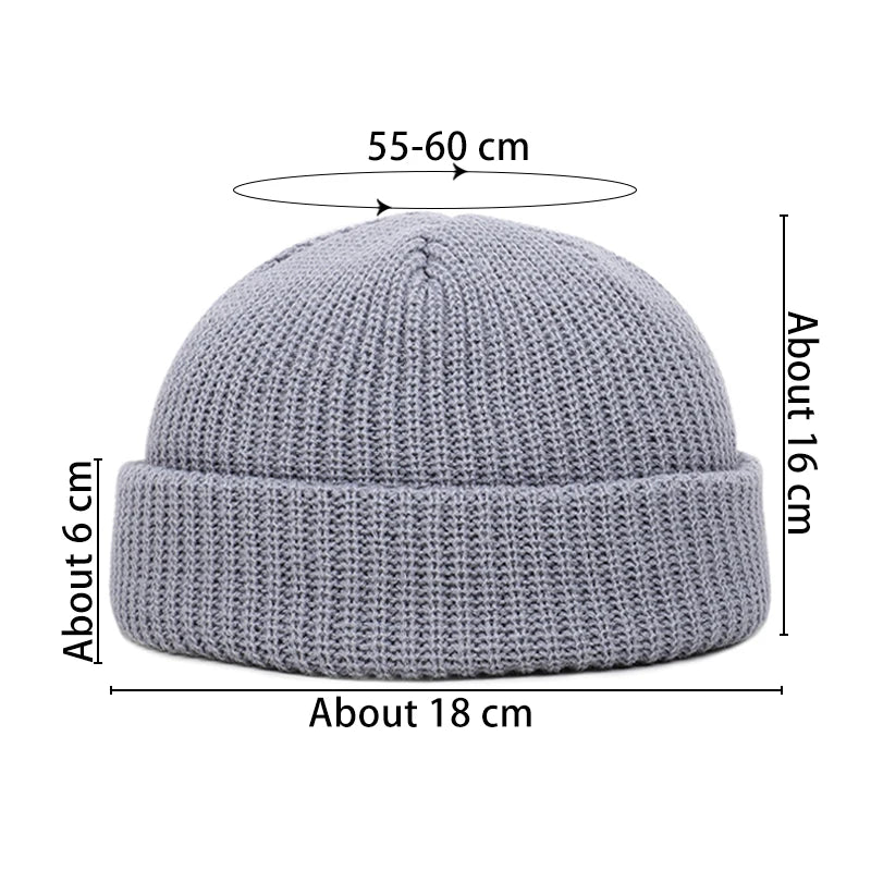 Winter Women Men Solid Color Warm Knitted Brimless Hat Male Beanies Autumn Hip Hop Skullcap Street Men Beanie Unisex Melon Cap