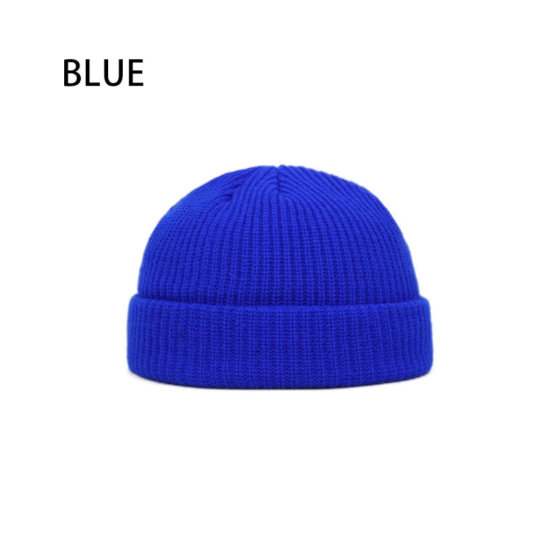 Winter Women Men Solid Color Warm Knitted Brimless Hat Male Beanies Autumn Hip Hop Skullcap Street Men Beanie Unisex Melon Cap