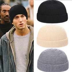 Winter Women Men Solid Color Warm Knitted Brimless Hat Male Beanies Autumn Hip Hop Skullcap Street Men Beanie Unisex Melon Cap
