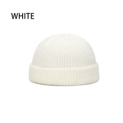 Winter Women Men Solid Color Warm Knitted Brimless Hat Male Beanies Autumn Hip Hop Skullcap Street Men Beanie Unisex Melon Cap