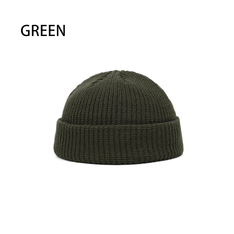Winter Women Men Solid Color Warm Knitted Brimless Hat Male Beanies Autumn Hip Hop Skullcap Street Men Beanie Unisex Melon Cap