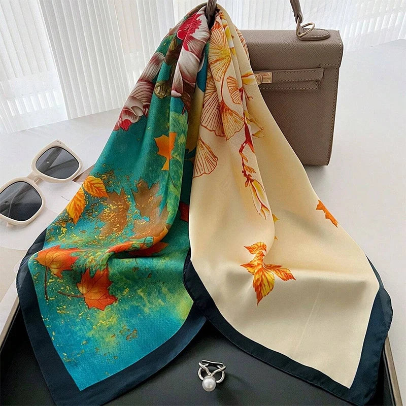 Flower Silk Square Scarf