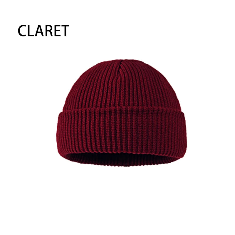 Winter Women Men Solid Color Warm Knitted Brimless Hat Male Beanies Autumn Hip Hop Skullcap Street Men Beanie Unisex Melon Cap
