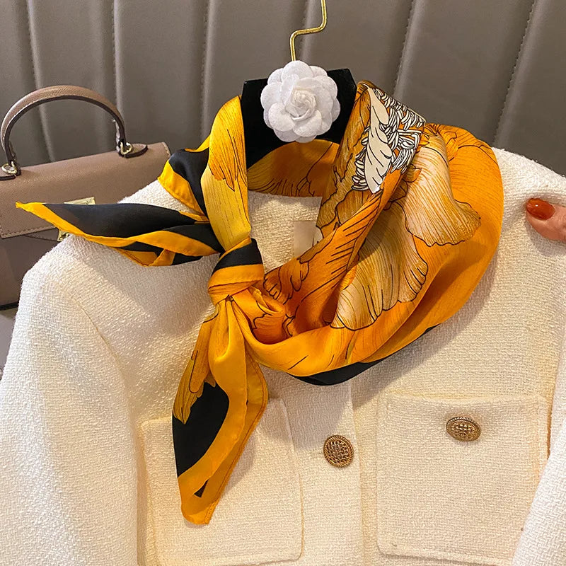 Flower Silk Square Scarf