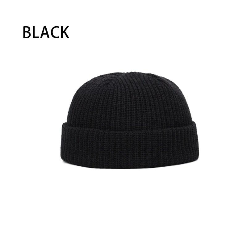 Winter Women Men Solid Color Warm Knitted Brimless Hat Male Beanies Autumn Hip Hop Skullcap Street Men Beanie Unisex Melon Cap