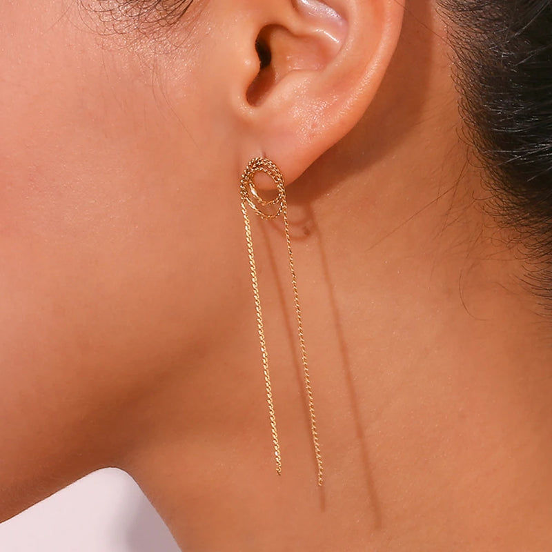 Long Tassel Drop Earrings