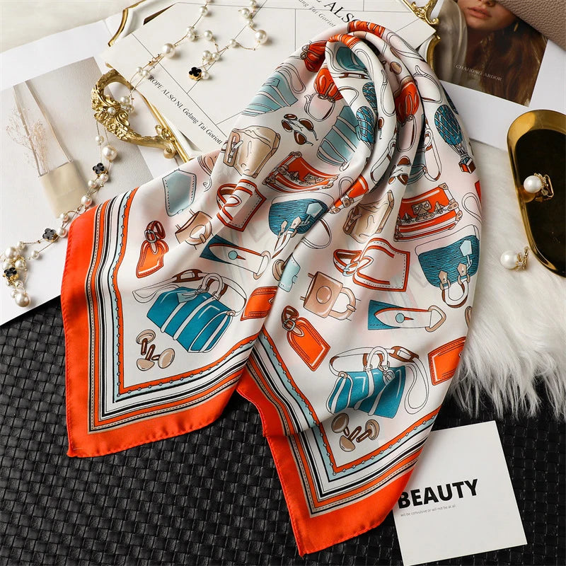 Flower Silk Square Scarf