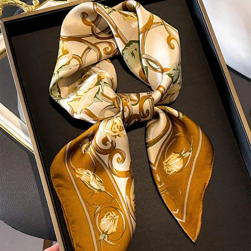 Flower Silk Square Scarf