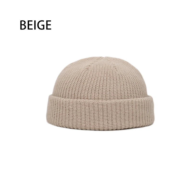 Winter Women Men Solid Color Warm Knitted Brimless Hat Male Beanies Autumn Hip Hop Skullcap Street Men Beanie Unisex Melon Cap