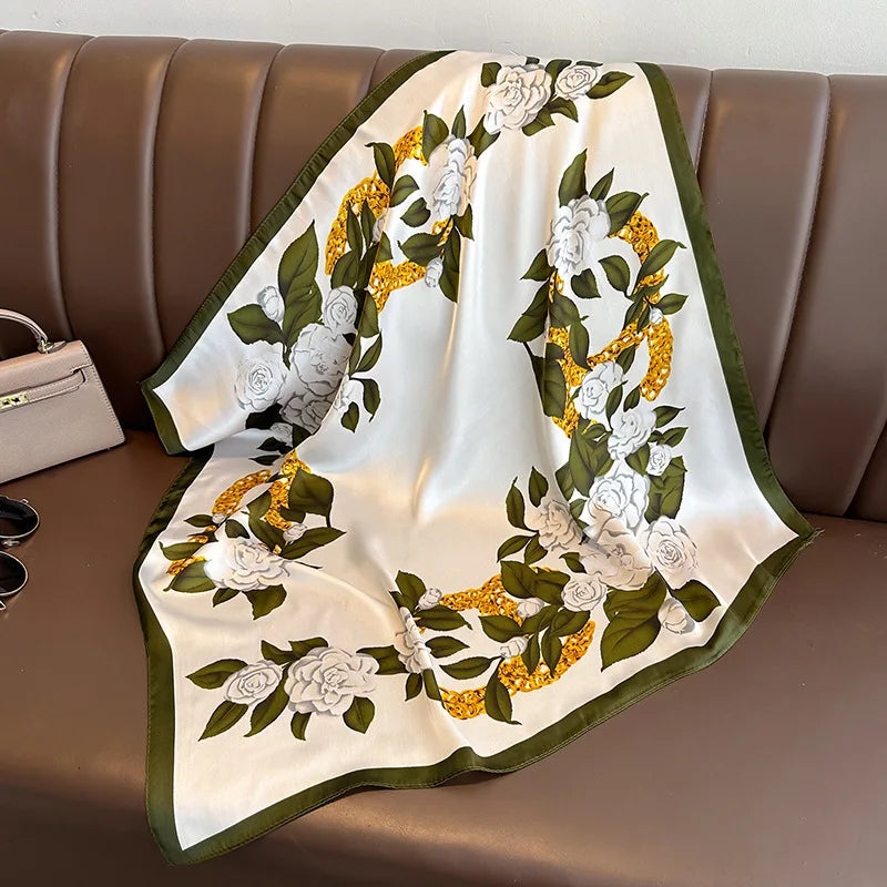 Flower Silk Square Scarf
