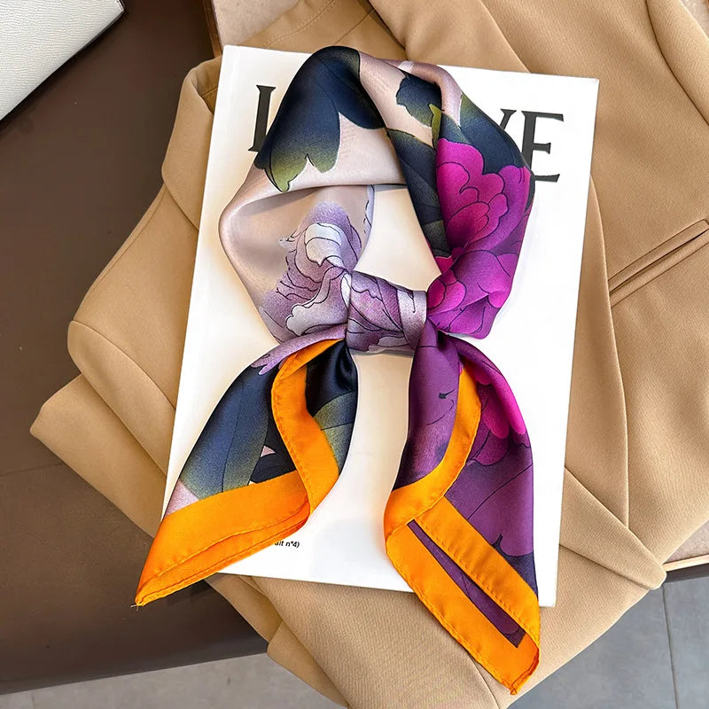 Flower Silk Square Scarf