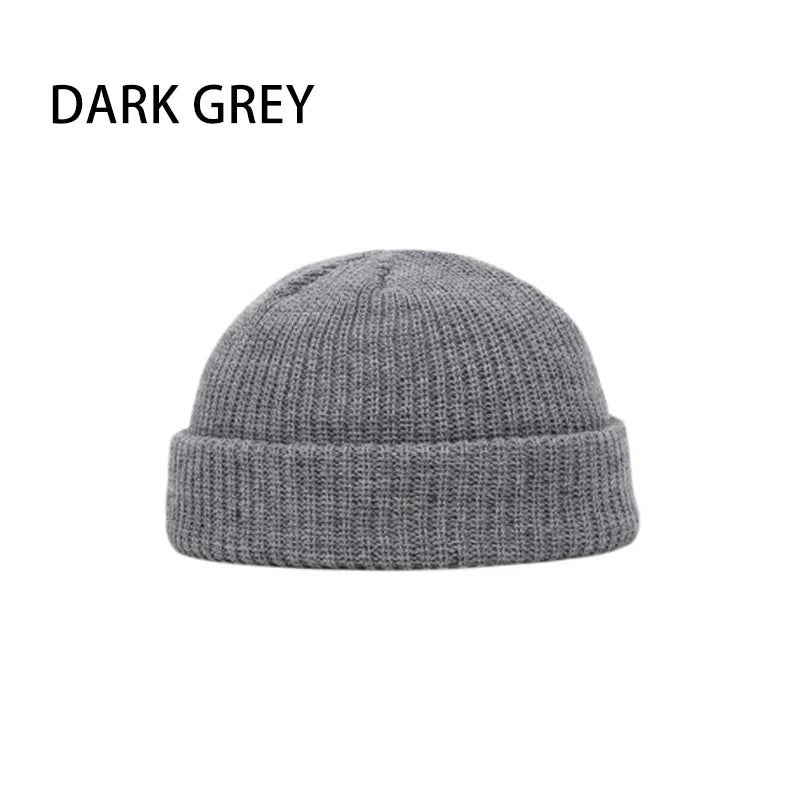 Winter Women Men Solid Color Warm Knitted Brimless Hat Male Beanies Autumn Hip Hop Skullcap Street Men Beanie Unisex Melon Cap