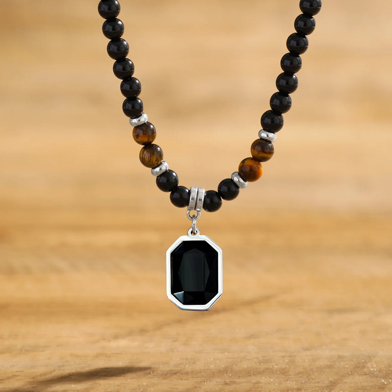 Black Stone Pendant Necklace