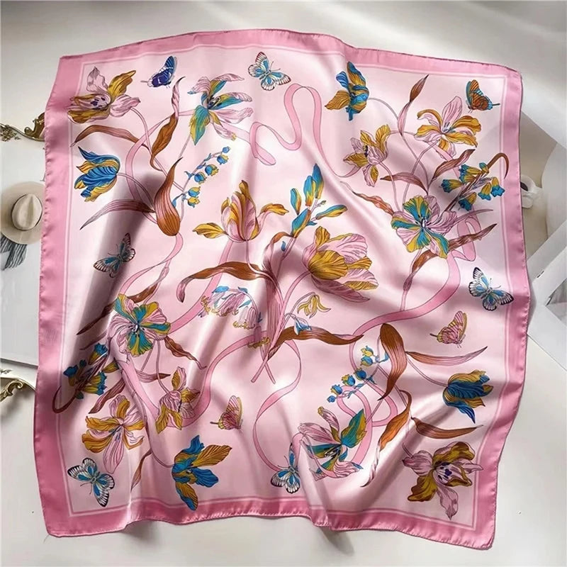 Flower Silk Square Scarf